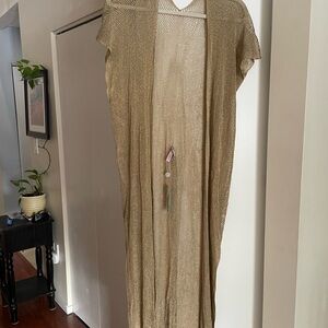 Luli Fama Metallic Gold Cardigan